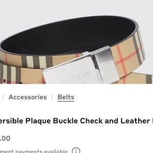 Authentic reversible Burberry men’s belt